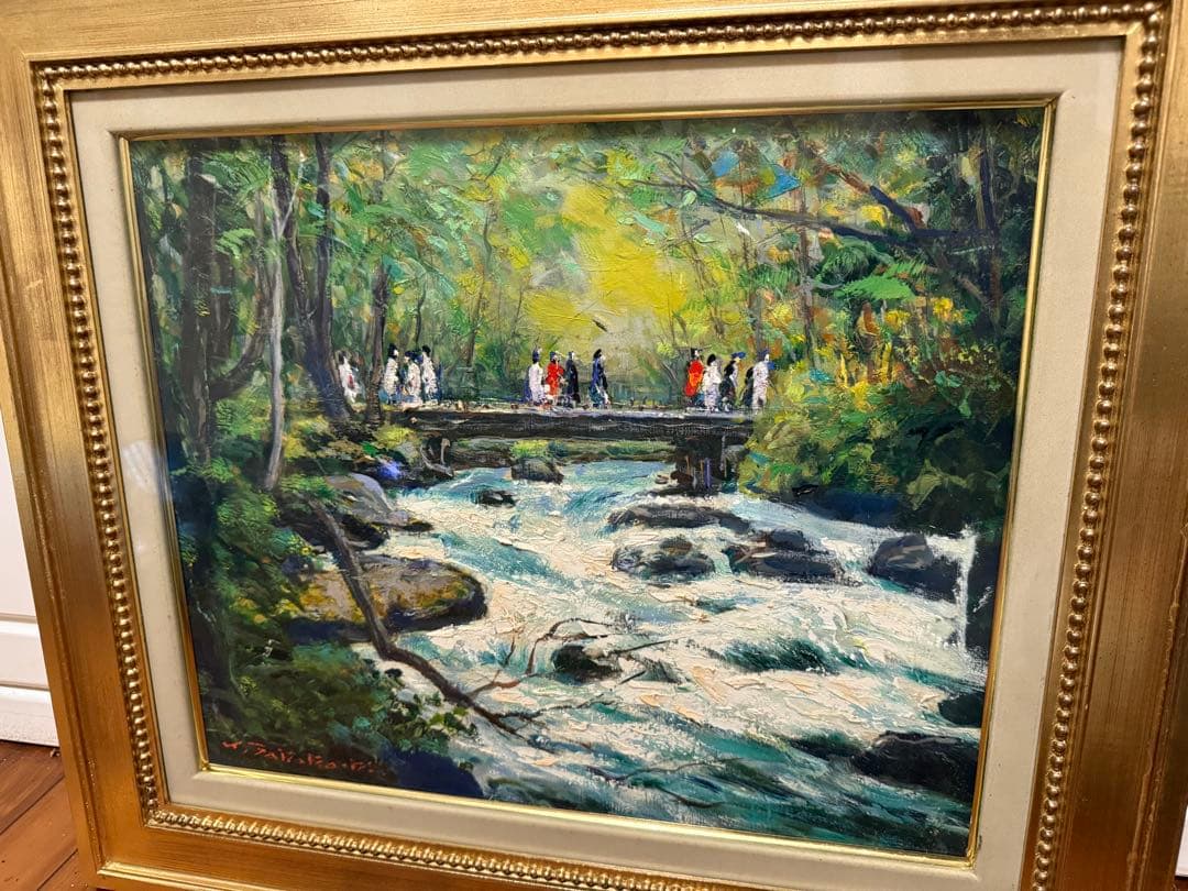 66.「奥入瀬渓流」髙橋一善 油絵 美術品・アンティーク・コレクション