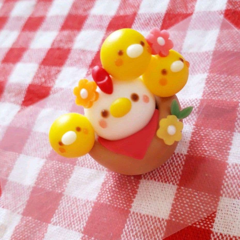 バスケット☆にわとり&ひよこいっぱい♡ タイ｜ニワトリのハンドルバスケット 2サイズ／鶏のかご・小物入れ