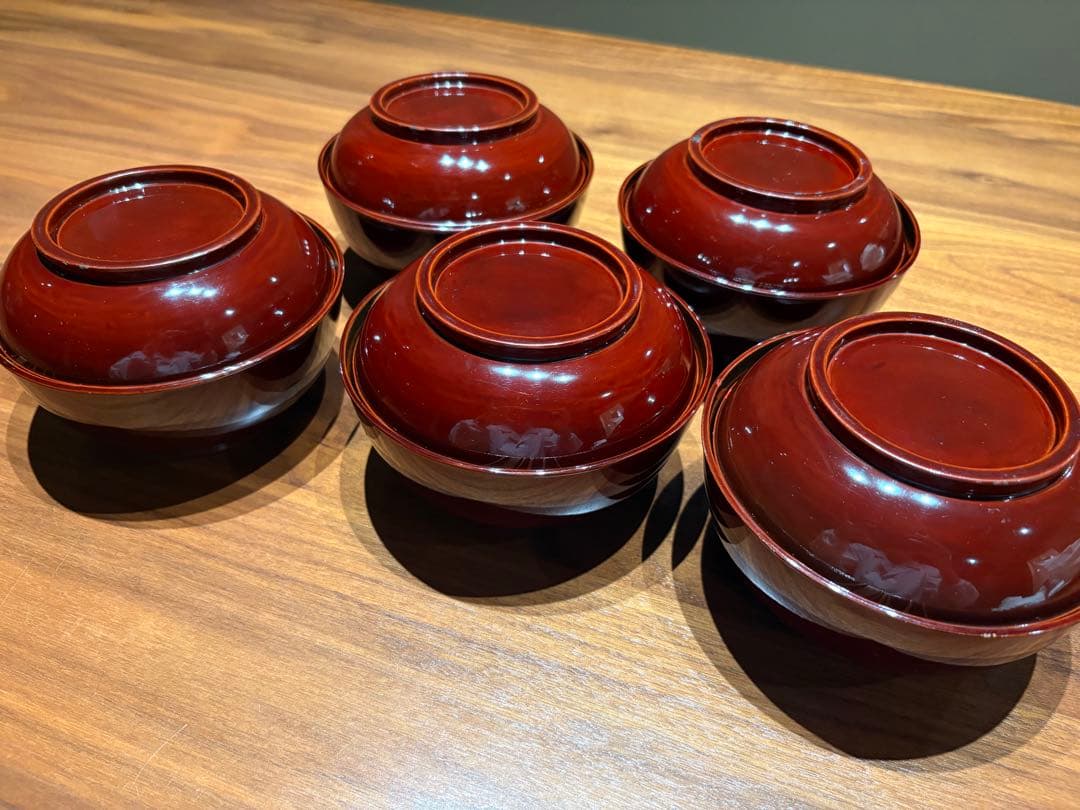 骨董品 明治末期〜大正初期 輪島塗 金蒔絵 漆器椀 煮物椀 5セット