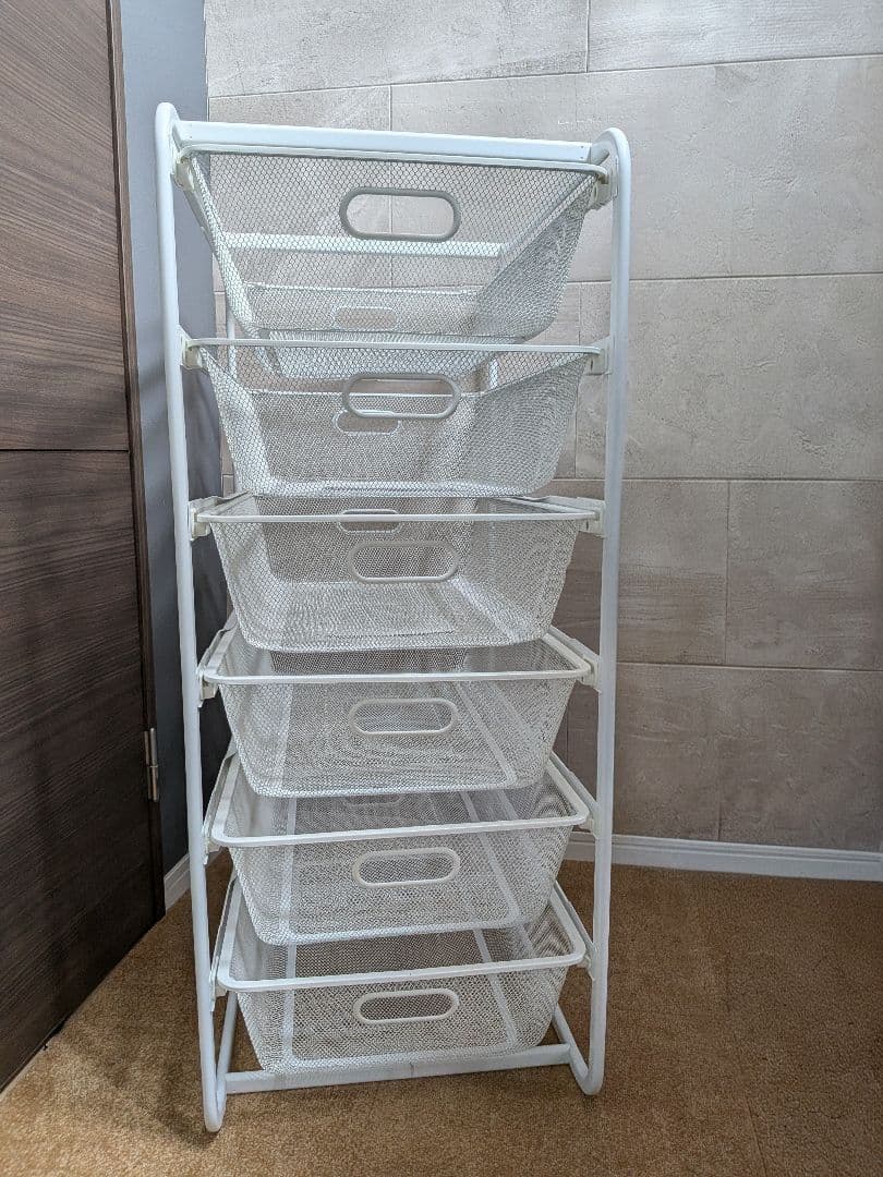 IKEA ALGOT メッシュバスケット 収納ラック 6段 ホワイト - メルカリ