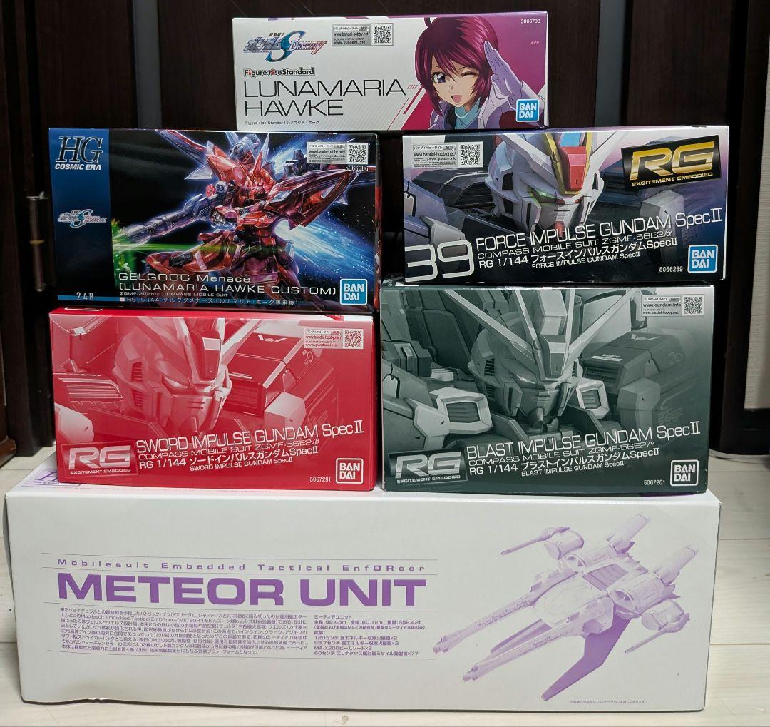 SEED系ガンプラ（ルナマリア搭乗機）＋ミーティアユニット　計6点セット ガンダムSEED』パイロットスーツ姿の「ルナマリア」がプラモ化！チラッ