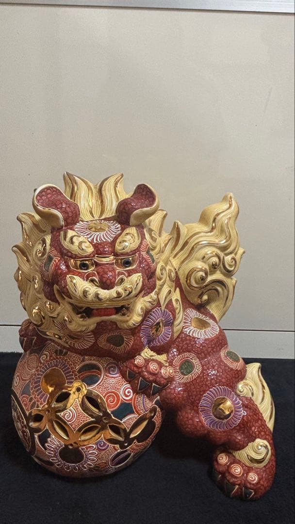 陶器製 獅子と玉の装飾品　2つ大小 Yahoo!オークション -「九谷焼 獅子」の落札相場・落札価格