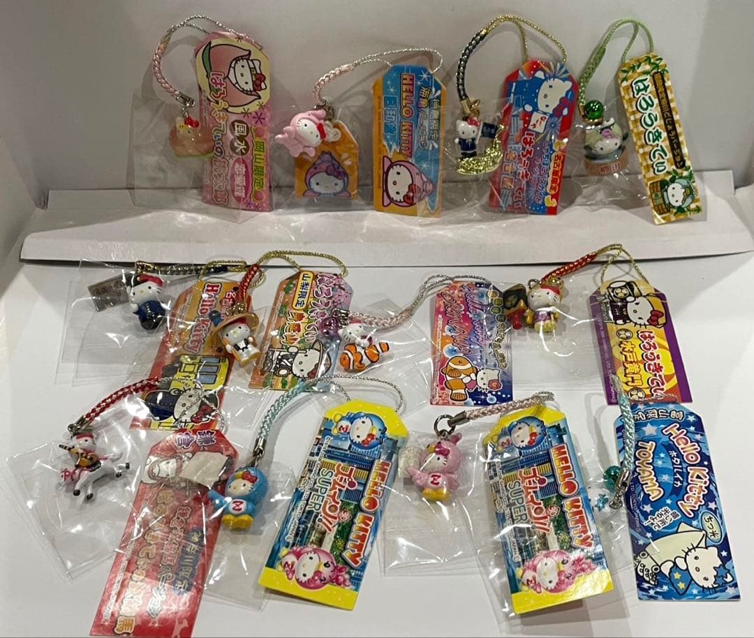 ハローキティ 根付 ストラップ 色々12個 ハローキティ こうのとりキティ 根付けストラップ ピンク＆ブルー