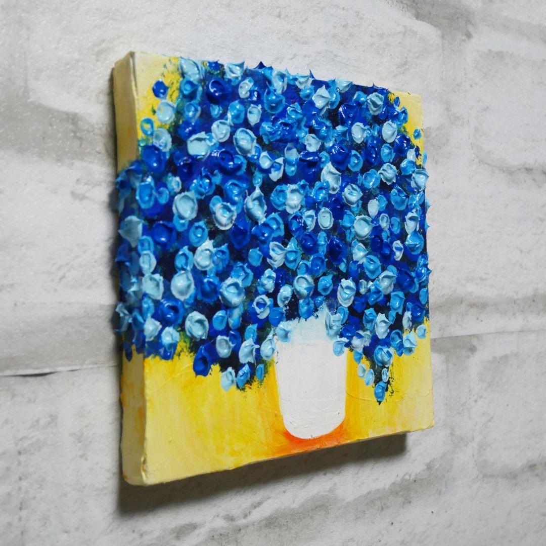 油絵 油彩 油彩画 絵画 アートパネル【青いかすみ草】 - メルカリ