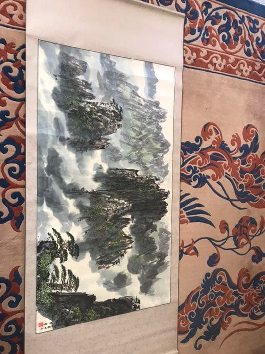 北朝鮮の有名な画家の山水画，肉筆，30年前に買った。とても珍しいです。 北朝鮮の有名な画家の山水画，肉筆，30年前に買った。とても珍しいです