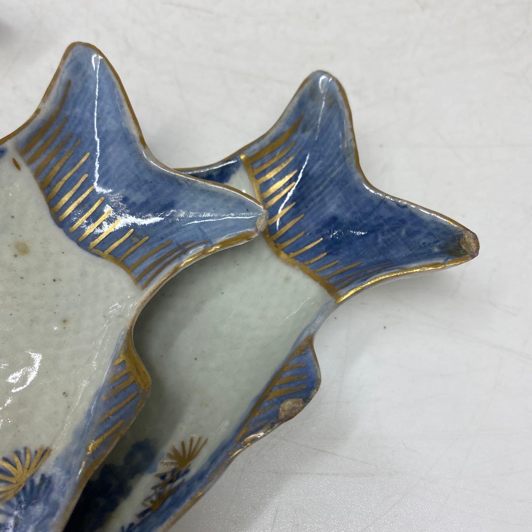 江戸中期 藍九谷 鯛の図皿 5客 トヒル 木箱付 東さ7-0809☆2F - メルカリ