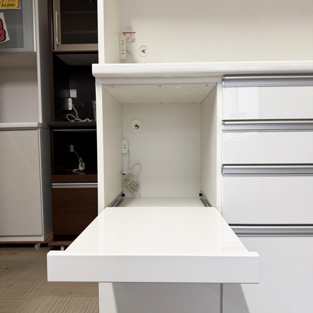 定価24万♪ 松田家具 117cm幅キッチンボード 食器棚 収納家具 鏡面