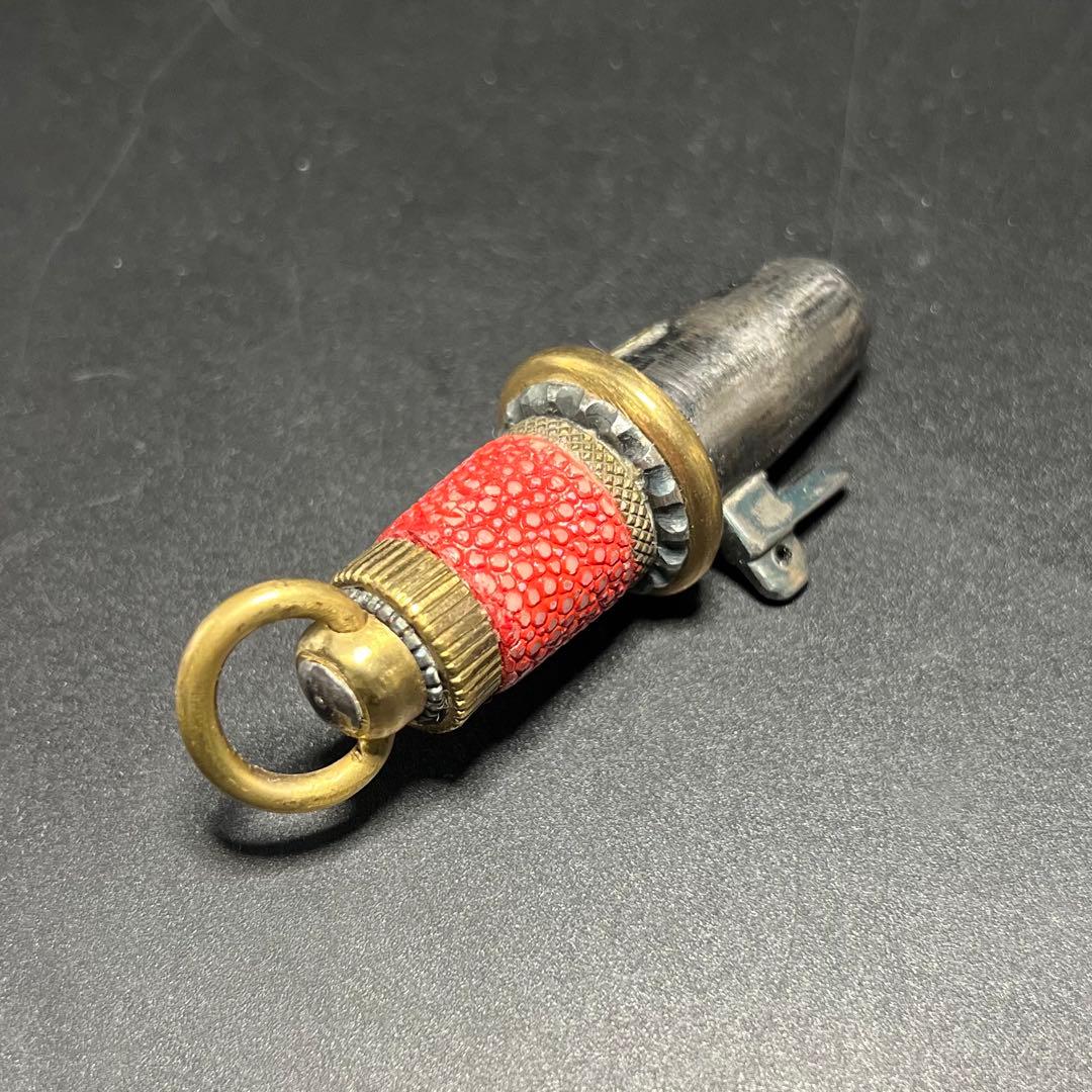 ◎古道具 庵々◎江戸時代 本鮫皮十手型根付鉄地根付 腰提げ物◎古美術