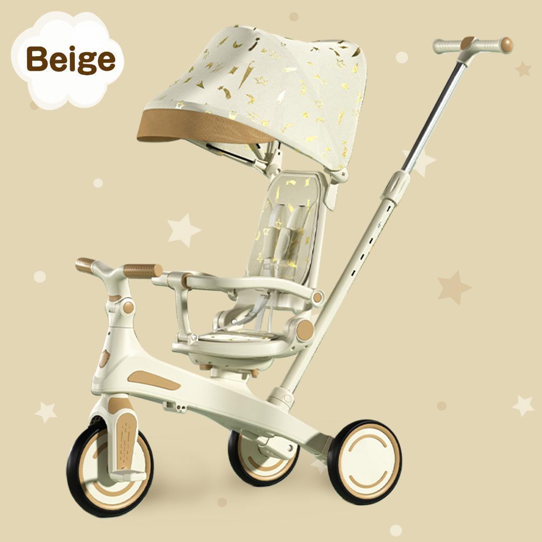 新品＊三輪車 手押し棒付き折りたたみ 7in1子供用 キッズバイク ベージュ 子供用三輪車 | 7in1 折りたたみ式 - 心ときめく生活雑貨『mecuーメクー』