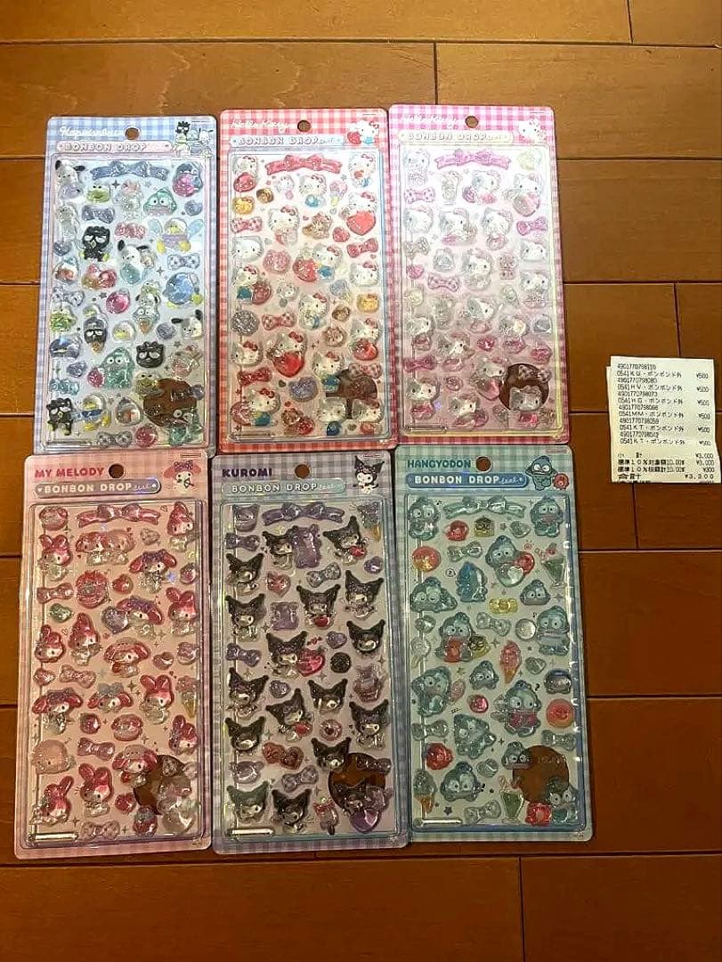 お値下げボンボンドロップシール サンリオ 6種 正規品 キティちゃんはぴだんぶい サンスター文具 ボンボンドロップシール ハローキティ サンリオ