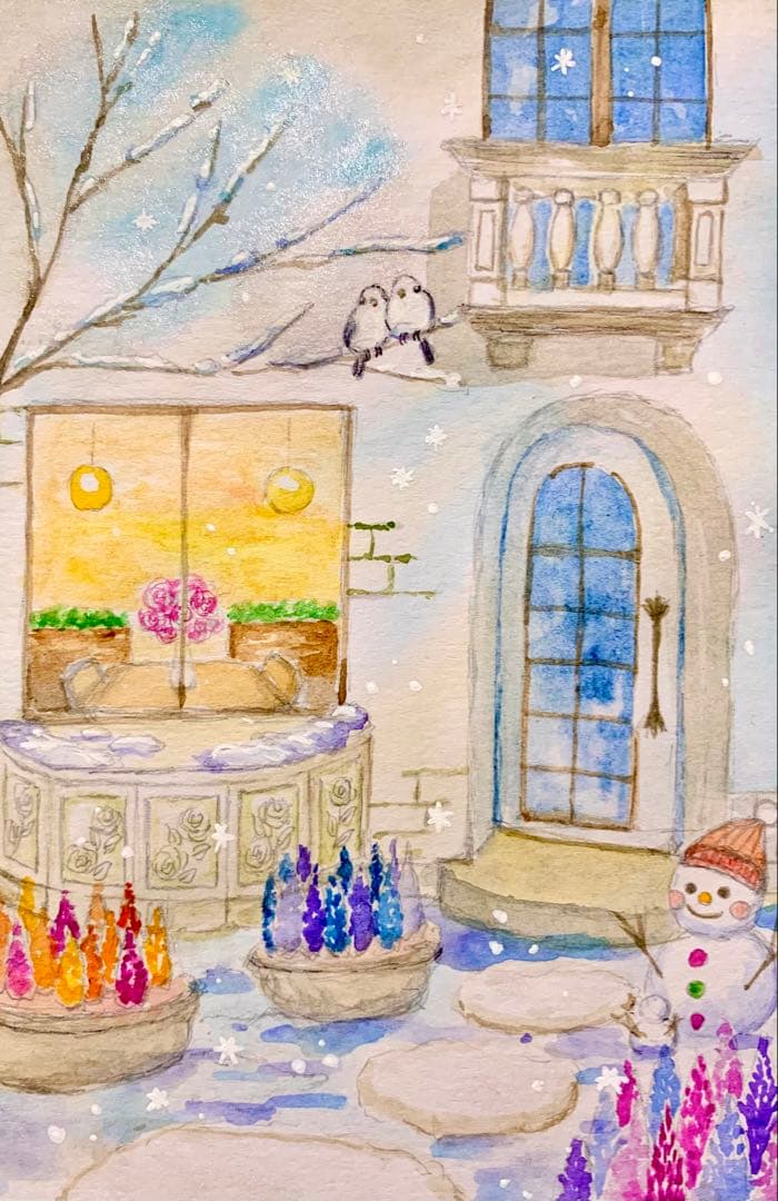 momorin水彩画　冬のカフェにようこそ　値段は※900円です たのしい水彩の時間ー0からの水彩イラスト | あべまりえ |本 | 通販