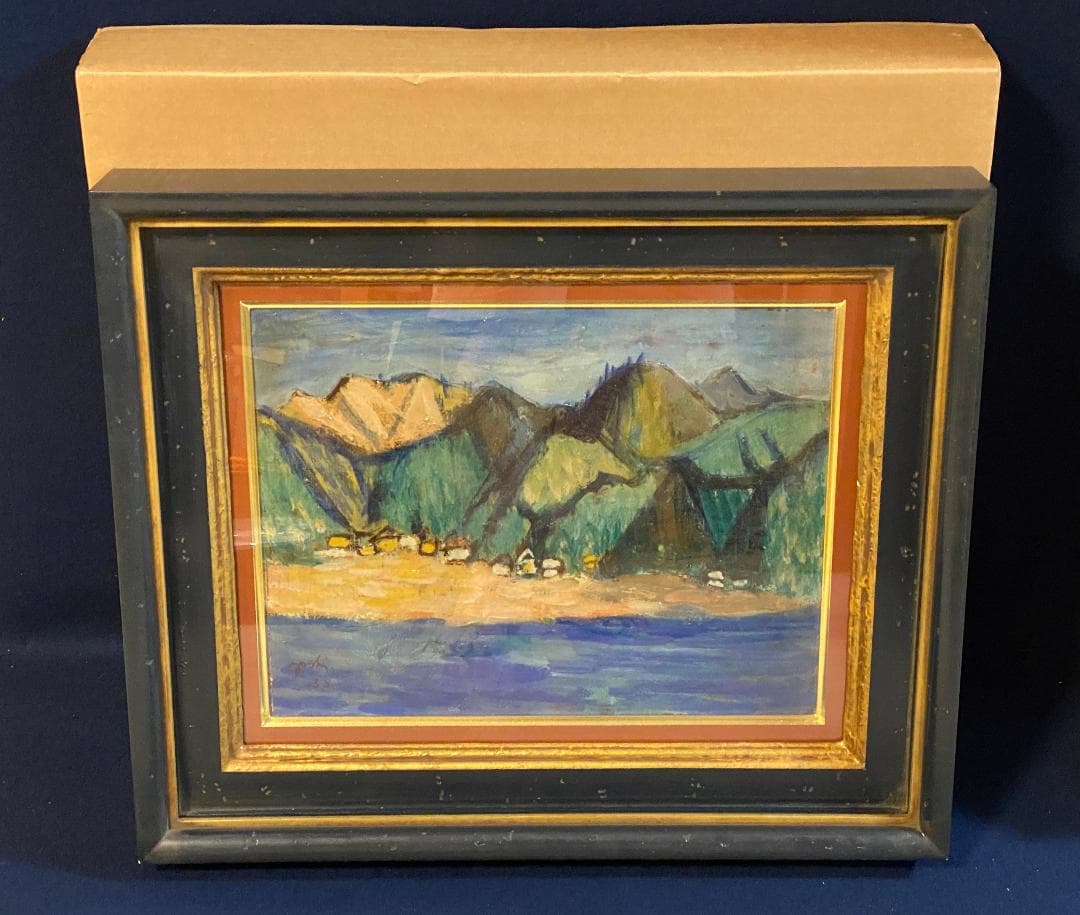 「真作」作者不明　風景画　油彩画　額装　サイン有り　F6号 楽天市場】油彩画 F6号 広瀬和之「安曇野」 真筆 額入り 額装絵画 油絵