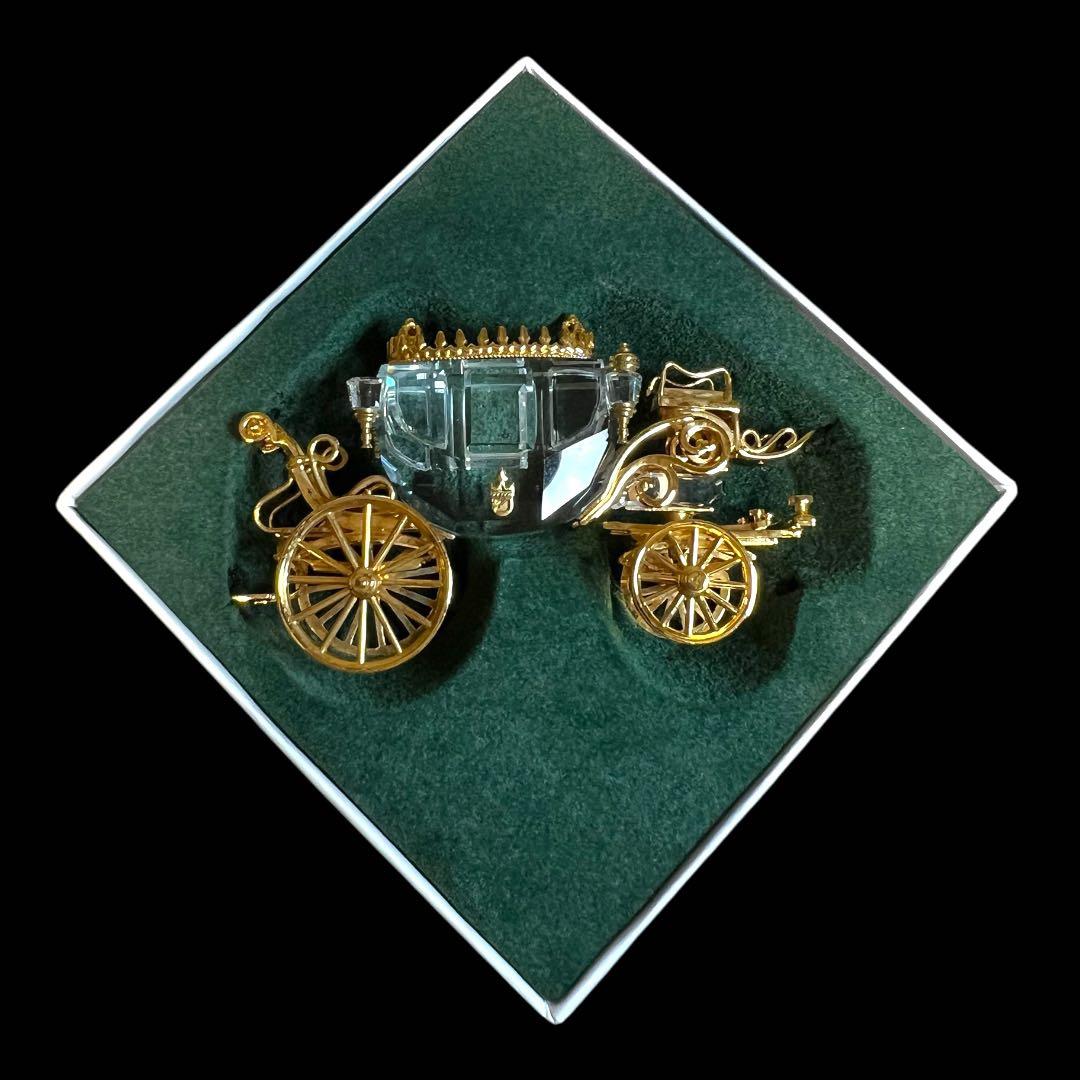 鸛《廃盤品》レア極上美品 スワロフスキー馬車18Kゴールドコーティング 専用箱付