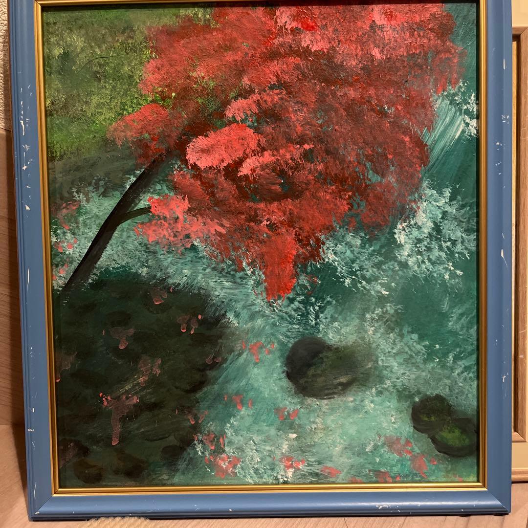 紅葉した木の油彩画 油絵 油彩 油彩画 絵画【紅葉】 絵画 HR 通販 18391329｜Creema