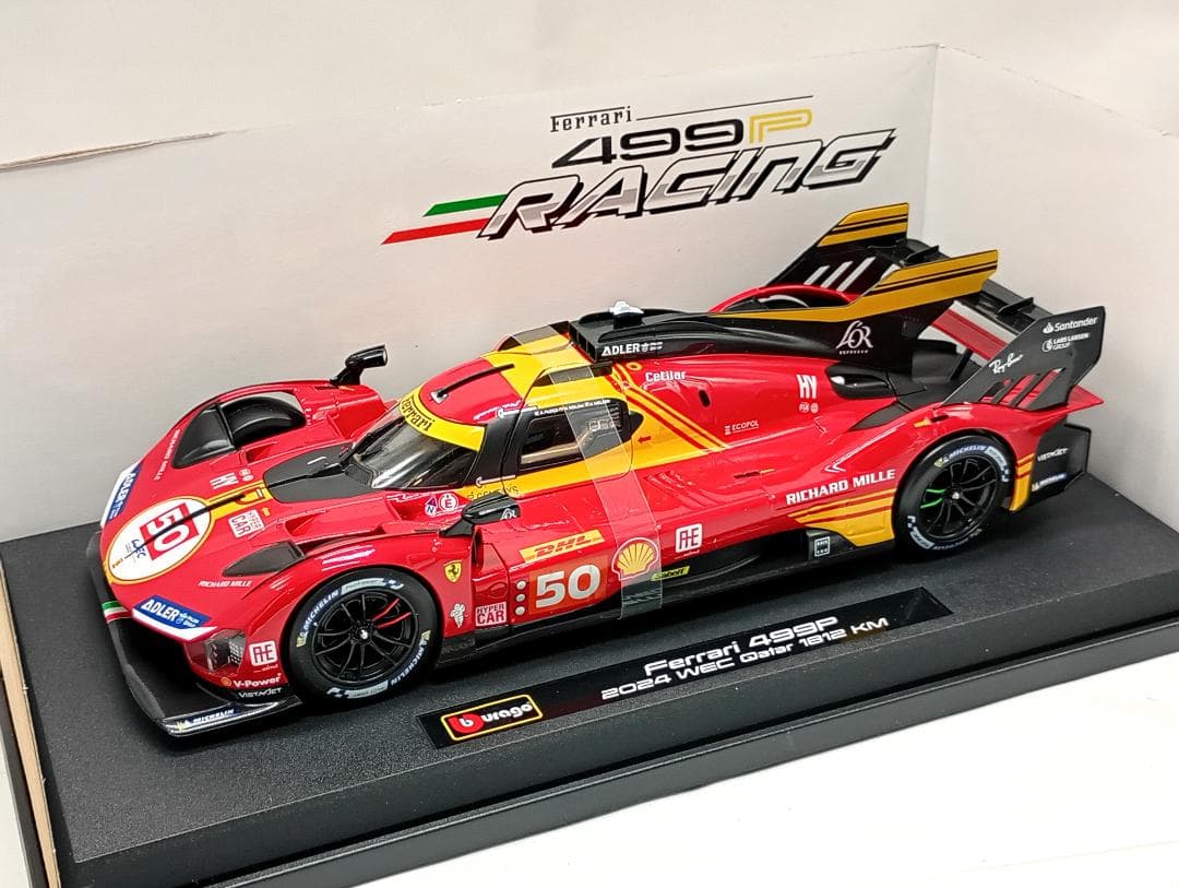 ブラーゴ 1/18 フェラーリ 499P #50 WEC カタール 2024 1/18 Scale Ferrari 499P #83 AF Corse WEC Qatar 2024 Diecast Model