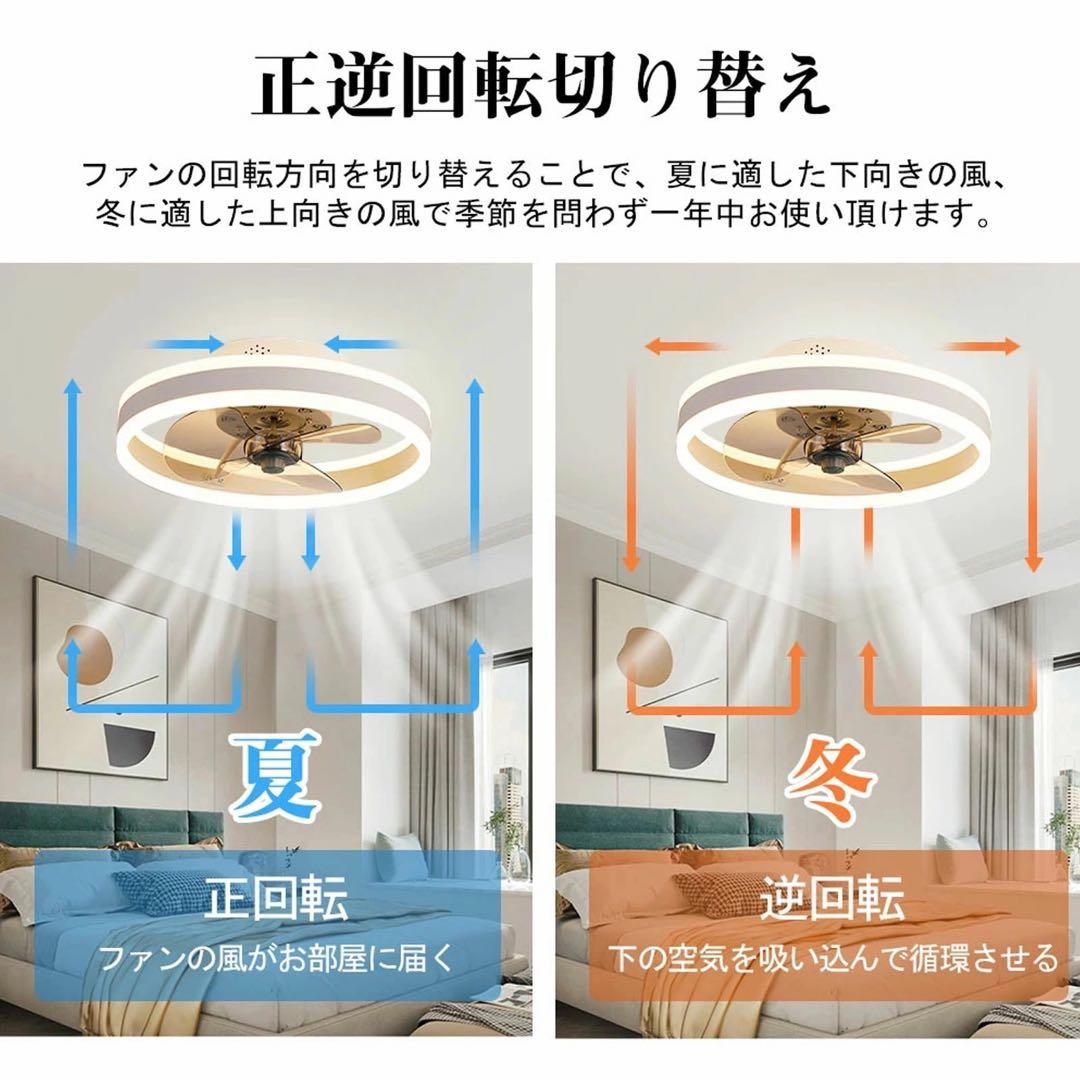 シーリングファン リング型 ブラック逆回転機能 空気循環 DCモーター