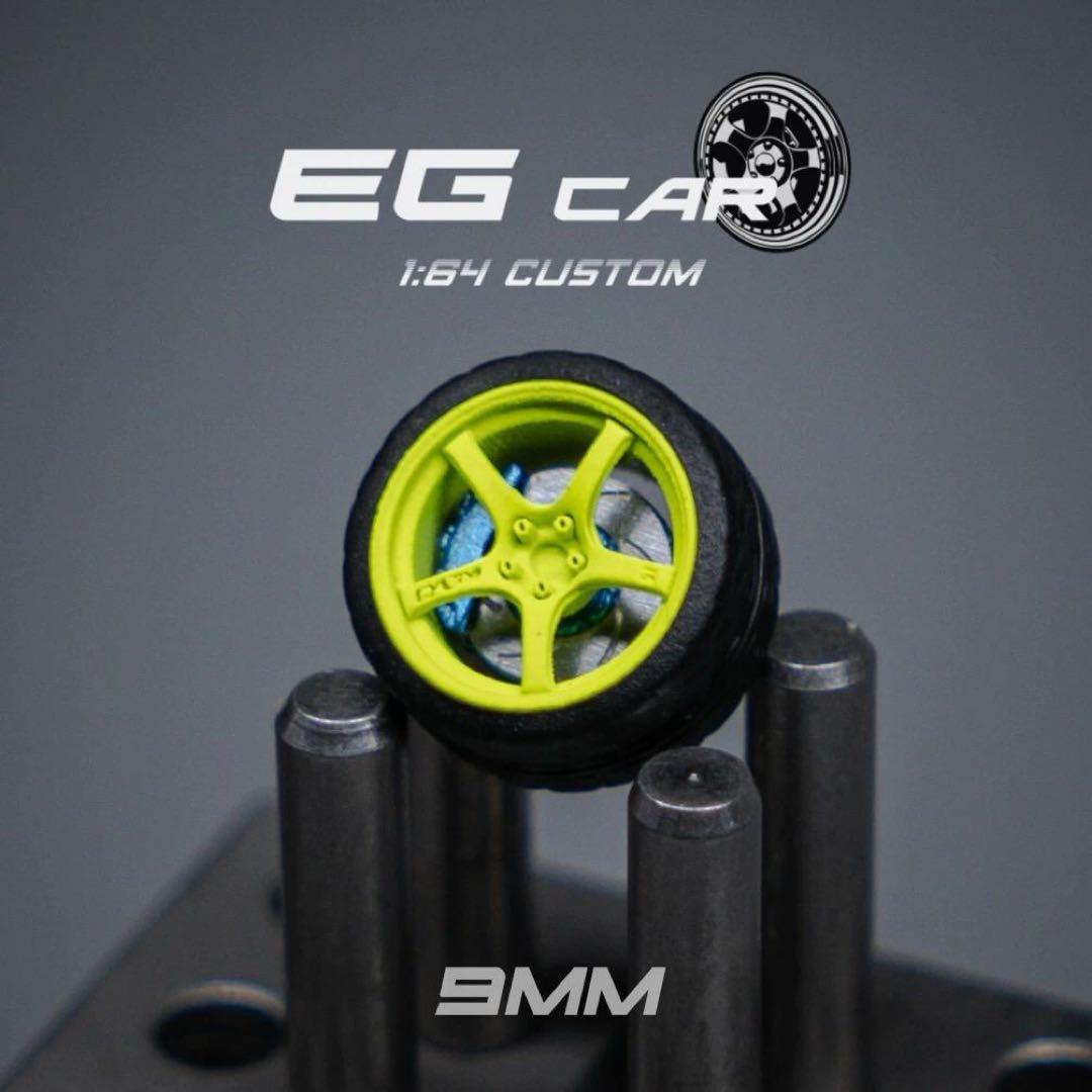 1/64 EGwheels RAYS 57cr 風 ホイールミニカートミーテック 1/64 Scale 5 SPOKE v7 Real Rider Wheels Rims Rubber Tires Set for