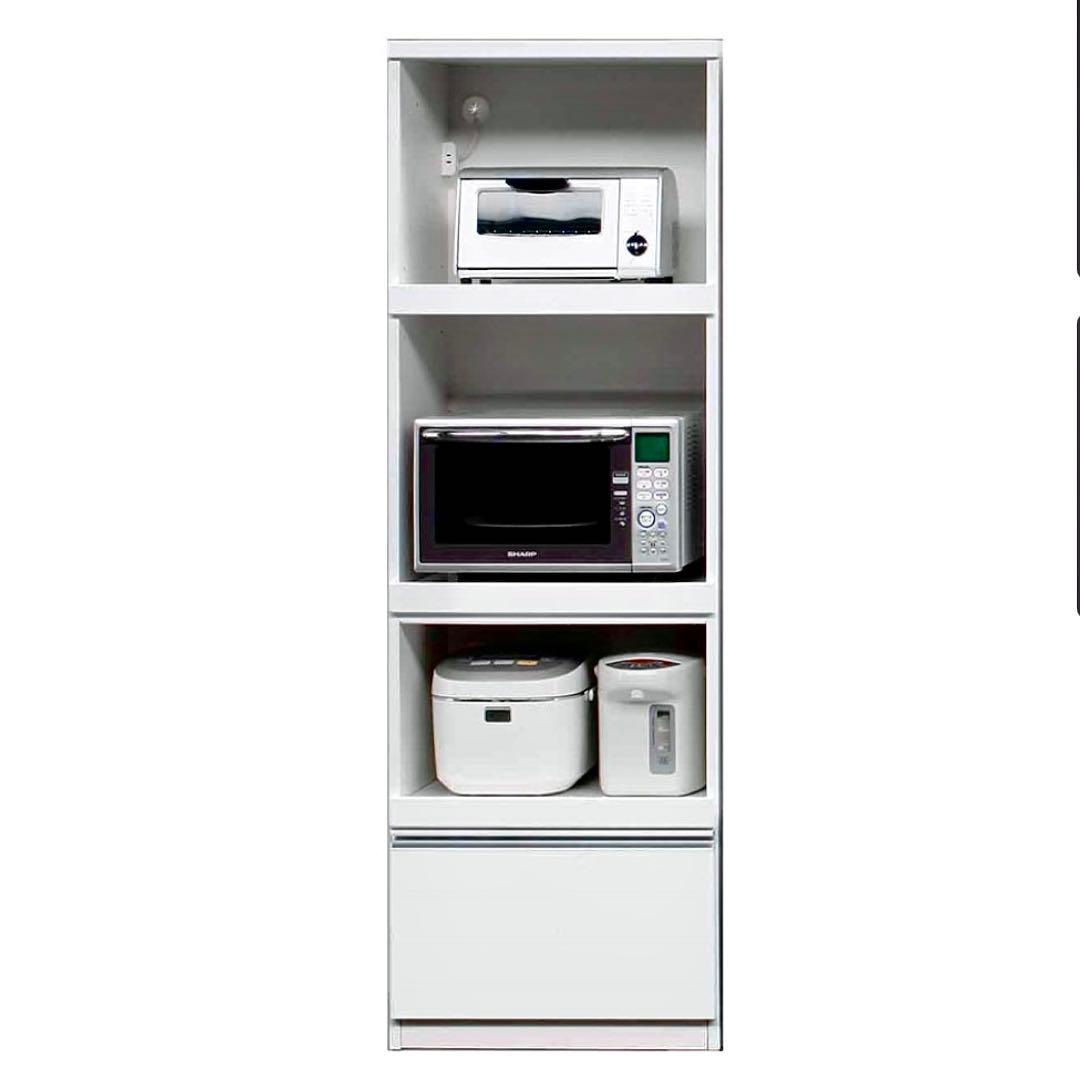 【松田家具・送料込】国産レンジ台・食器棚　幅59cm 松田家具 国産大川製 600食器棚上台 ネクシア 高さ2タイプ：H/L 奥行2