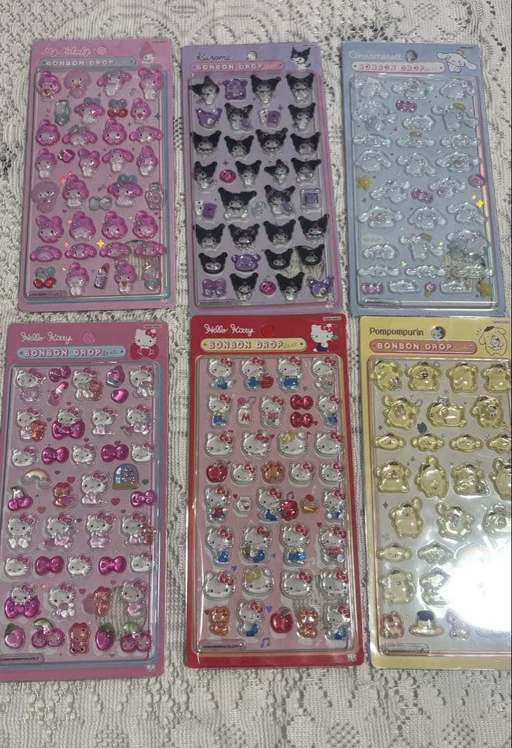 【当日発送‼️新品】 サンリオ ボンボンドロップシール 6枚セット キティ クロミ メール便対応 ハローキティ ボンボンドロップシール サンリオ
