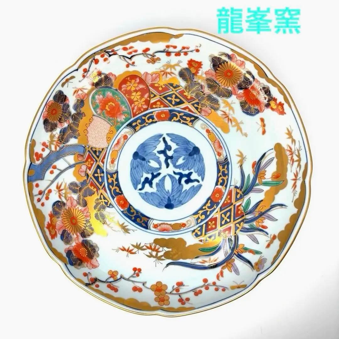 希少龍峰窯金彩 祥瑞花紋蓋付き どんぶり5客丼鉢古伊万里未使用に近い
