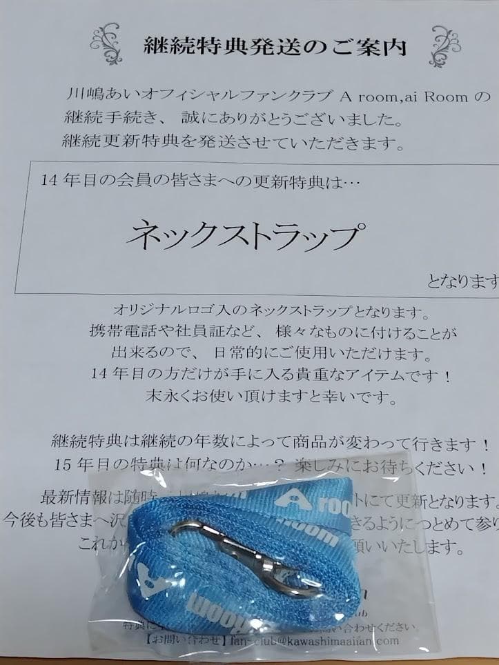 川嶋あい ファンクラブ 会員更新継続 特典グッズ 18年分セット
