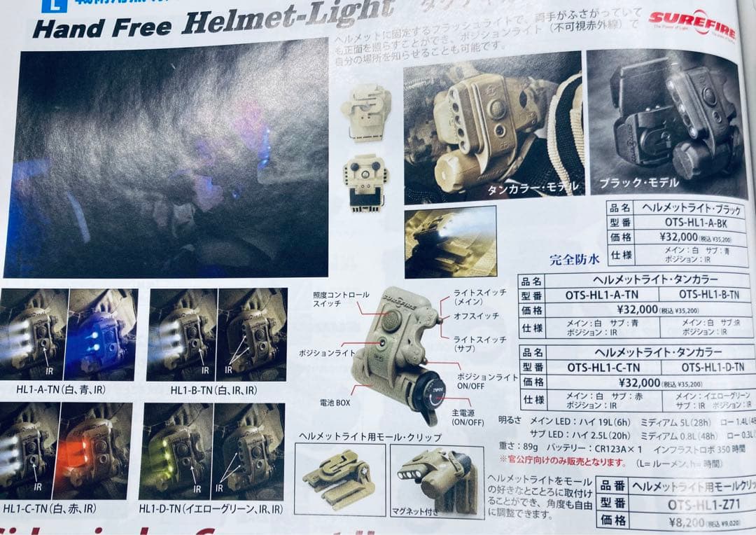 ひ*ー様 SureFire HL1-A-TN LED ヘルメットライト 米軍放出 - メルカリ