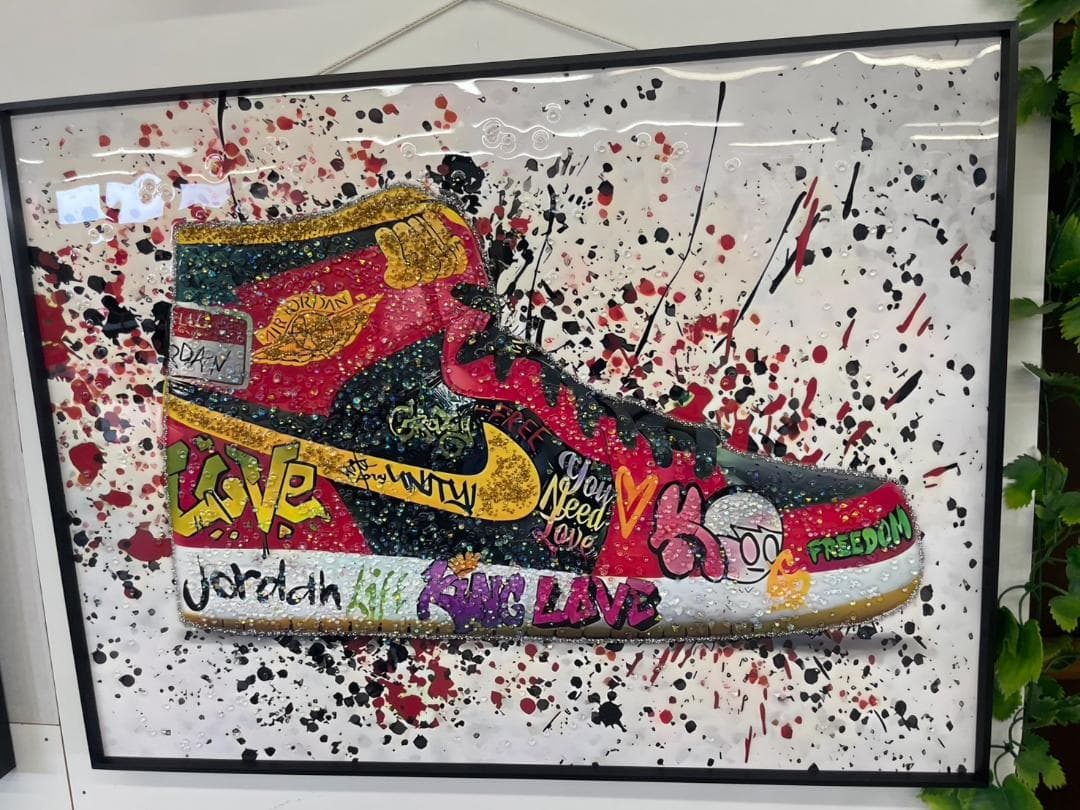 水晶絵 NIKE ナイキ スニーカー アートパネル 絵 絵画 額絵 額縁