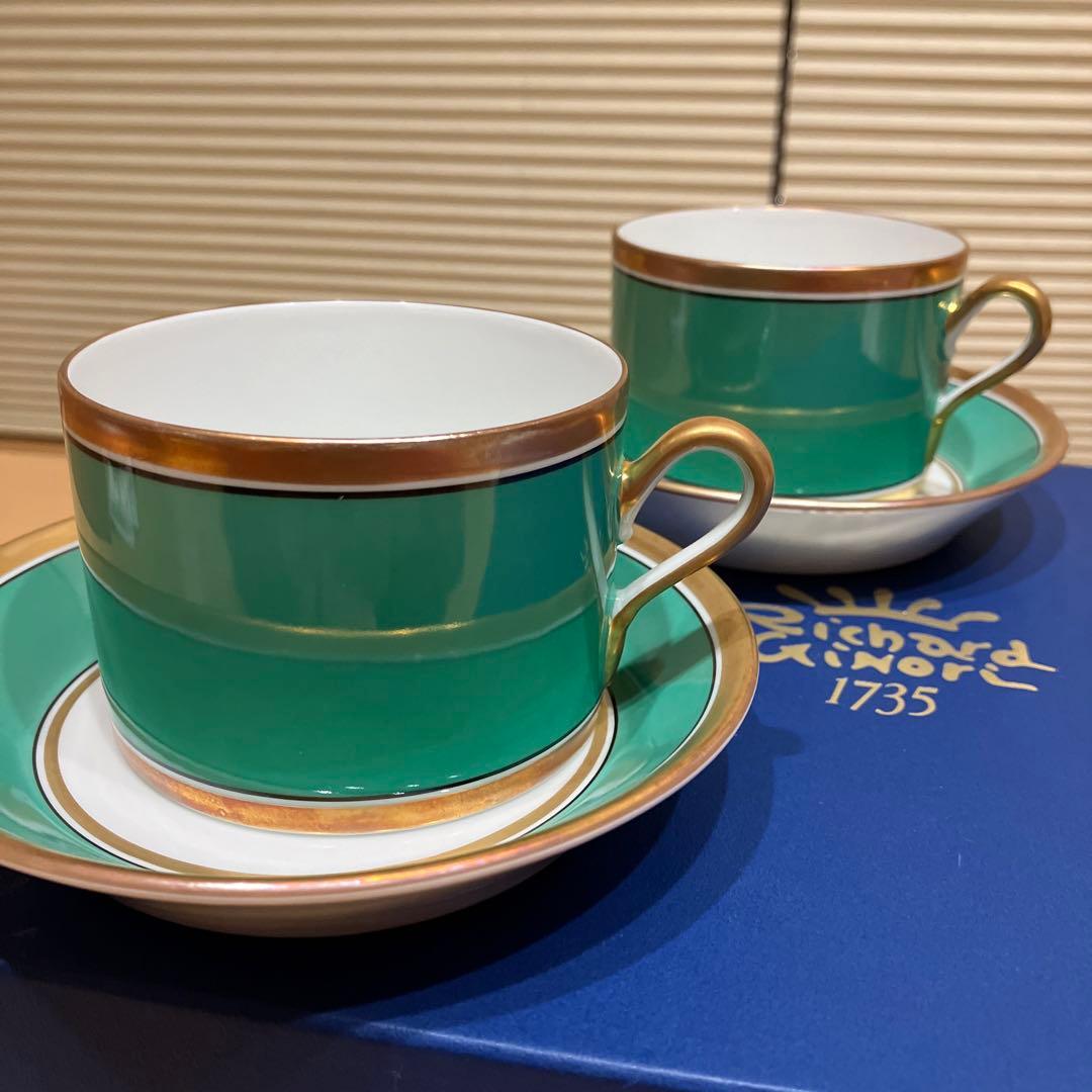 リチャードジノリ ジノリ カップ＆ソーサー インペログリーン 2客 廃盤