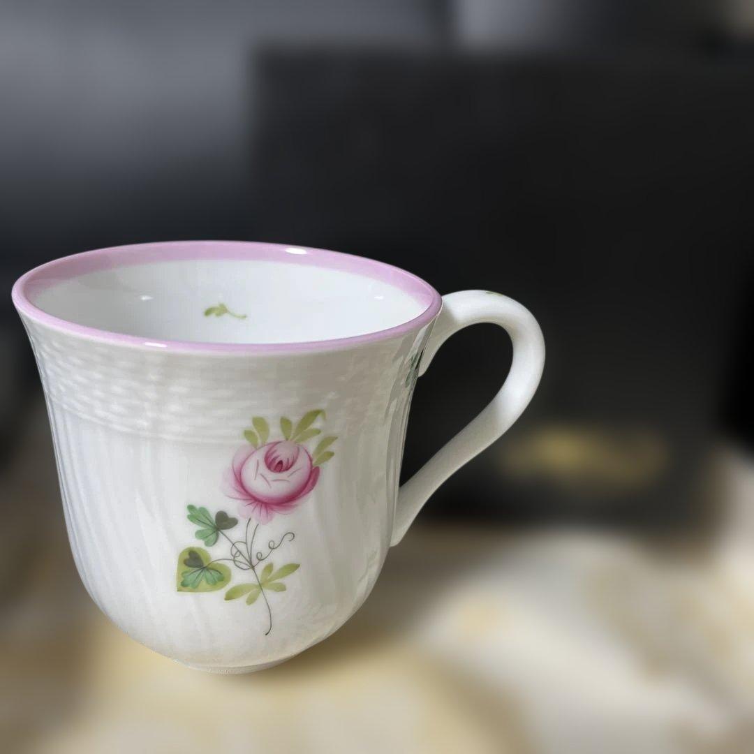新品］Herend♡ウィーンの薔薇・ピンク♡プレート、ラージマグ、豆皿3