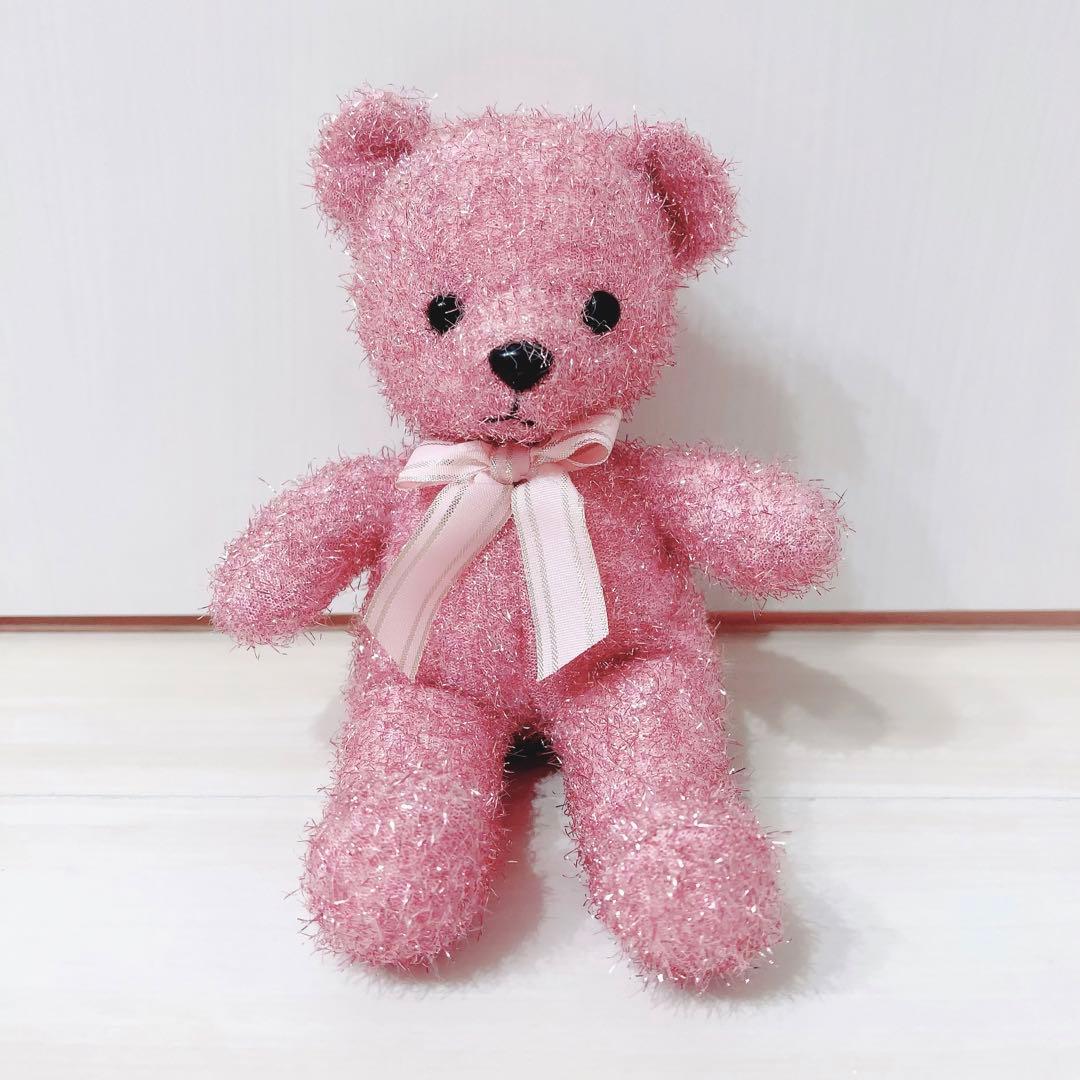 テディベア くま ぬいぐるみ ピンク ラメ 熊 Bear 人形 子供 ベビー