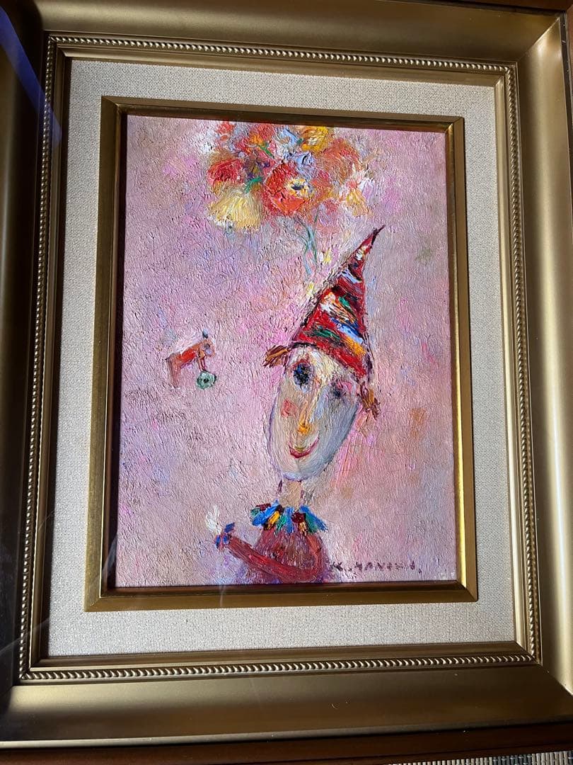 塙賢三　道化　油絵 塙賢三 花束を持つ道化 | 絵画など美術品の販売と買取 | 東京・銀座