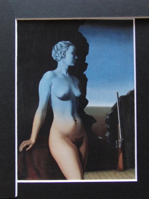 ルネ マグリット、【生命線】、新品高級額 額装付、年代物・希少画集画 マグリットの絵画、188億円と最高額で落札－連作「光の帝国」の一つ