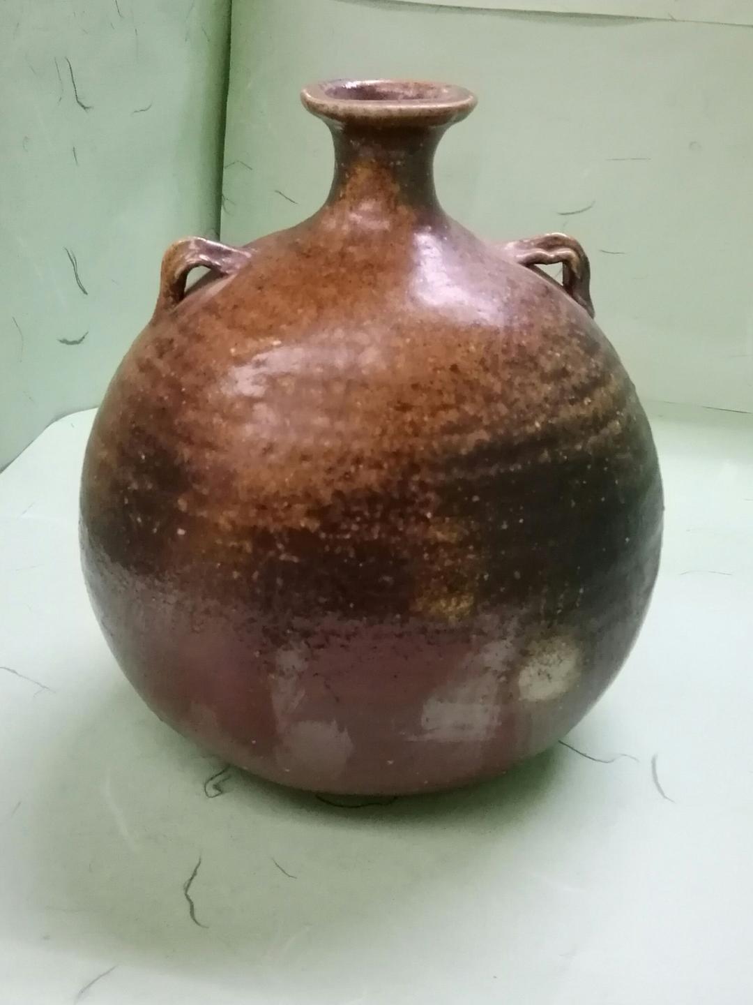 茶道具　備前花器 　扁壺 茶道具 花入れ 置用 備前焼き 緋襷徳利 ひだすき 伊勢崎競作 備前焼