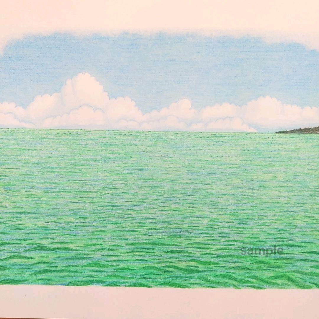 絵画色鉛筆風景画『沖縄の海』原画 - メルカリ