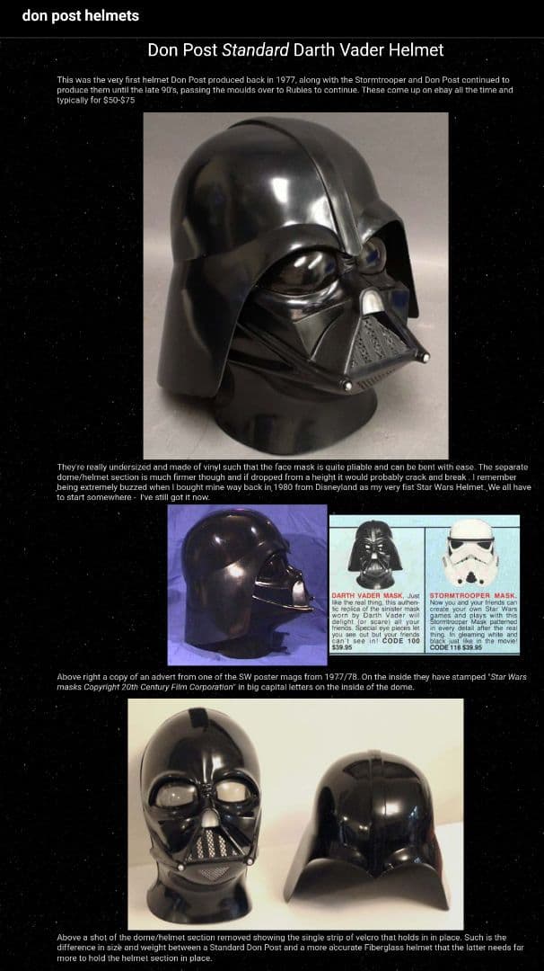 希少】 ダースベイダー STARWARS マスク ドンポスト社製(初期型)