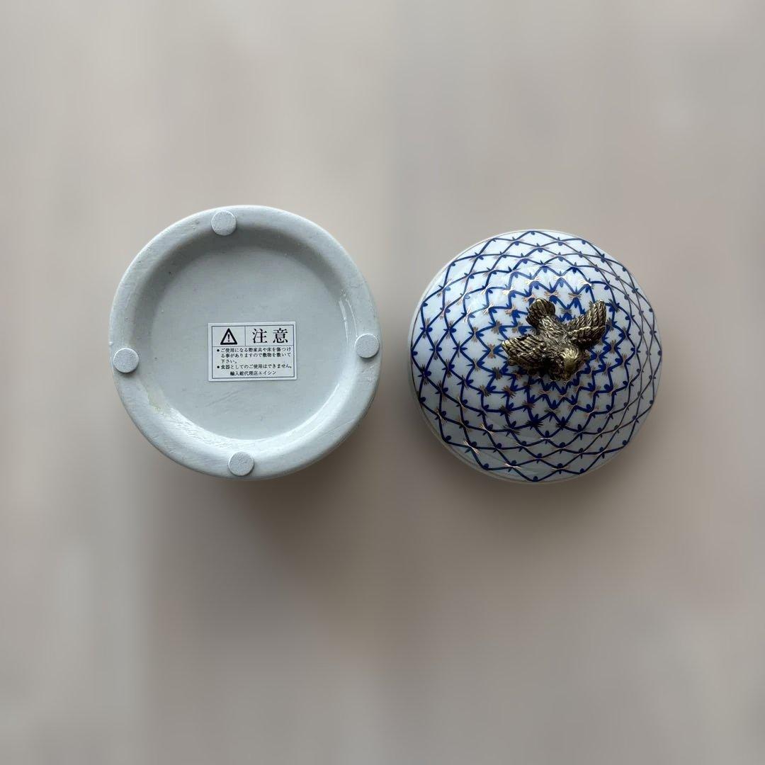 2個セット】インテリア雑貨 シノワズリ ボックス 鳥 陶器 小物入