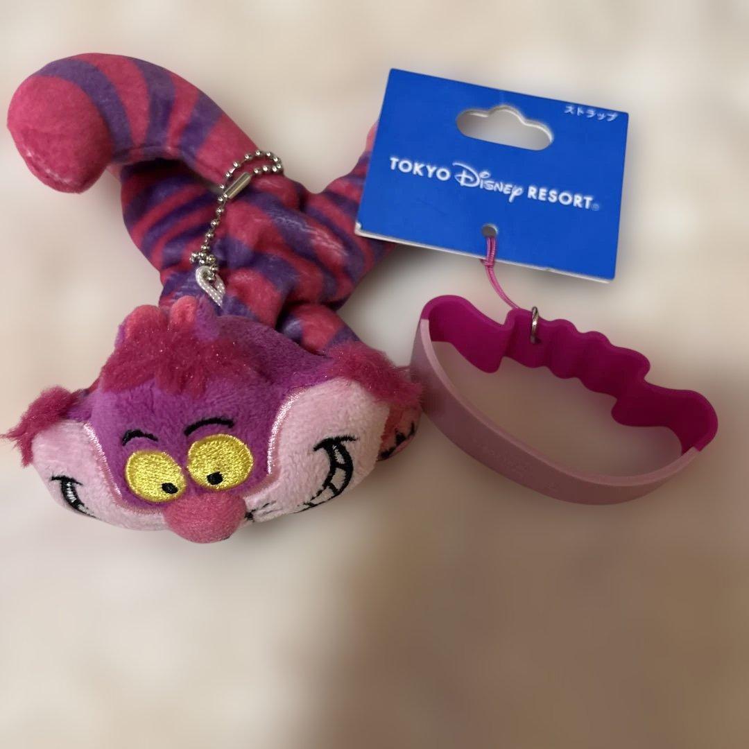美品 チェシャ猫 ぬいぐるみ ストラップ キーチェーン 東京ディズニー