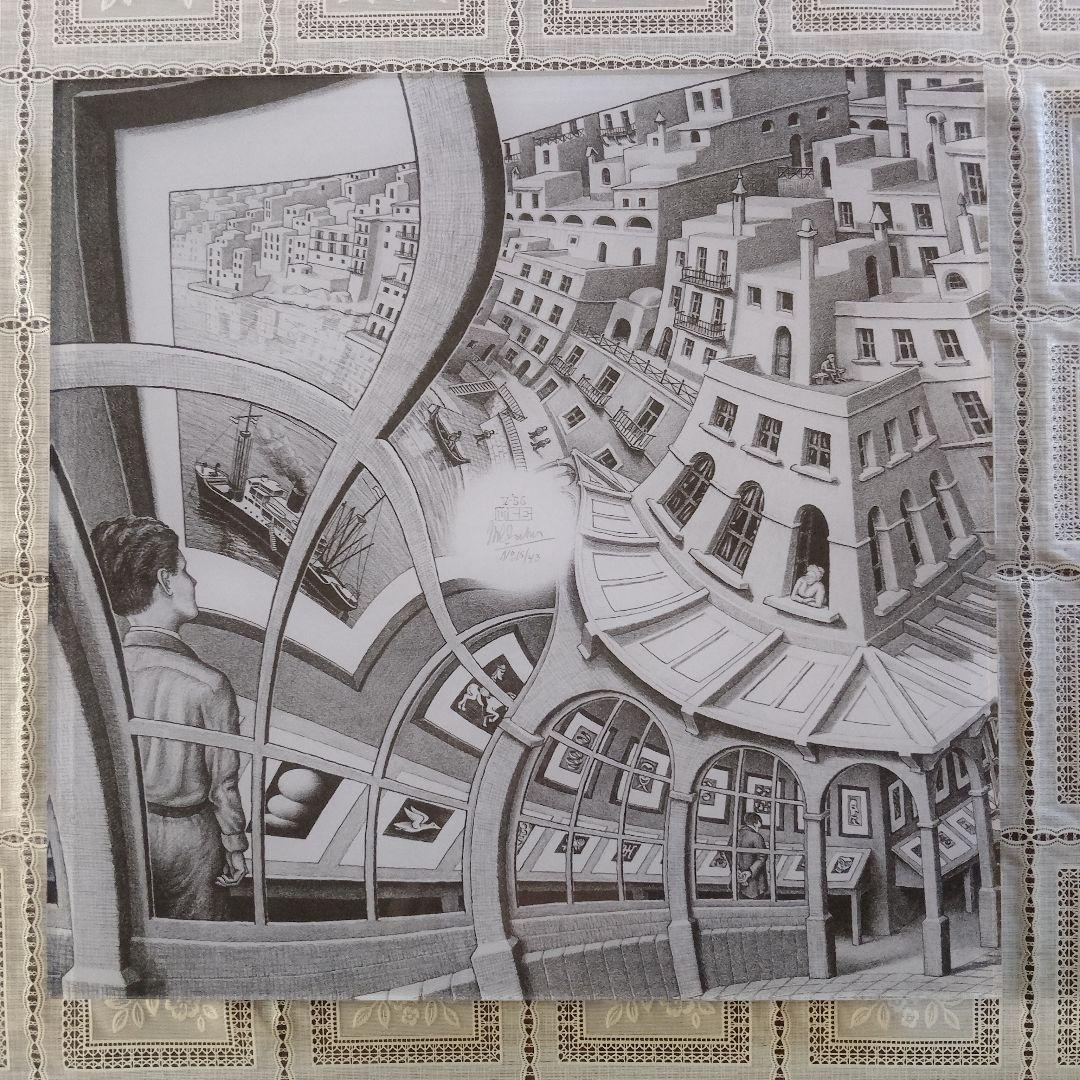 エッシャー Escher　リトグラフ『版画のギャラリー』アクリル板画　1956年 エッシャー Escher リトグラフ『版画のギャラリー』アクリル板画 1956