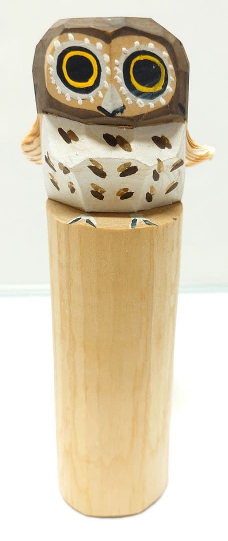 六代目 戸田 寒風 作 木彫 梟 フクロウ 笹野一刀彫 郷土玩具 KOKESHI