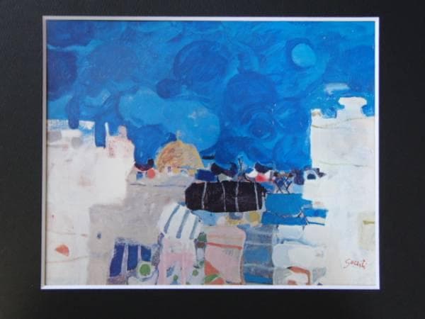 ジル・ゴリチ、パリ風景、希少画集画、新品額付 ジル・ゴリチ「ヨットハーバー」パステル原画｜フランス風景・絵画販売