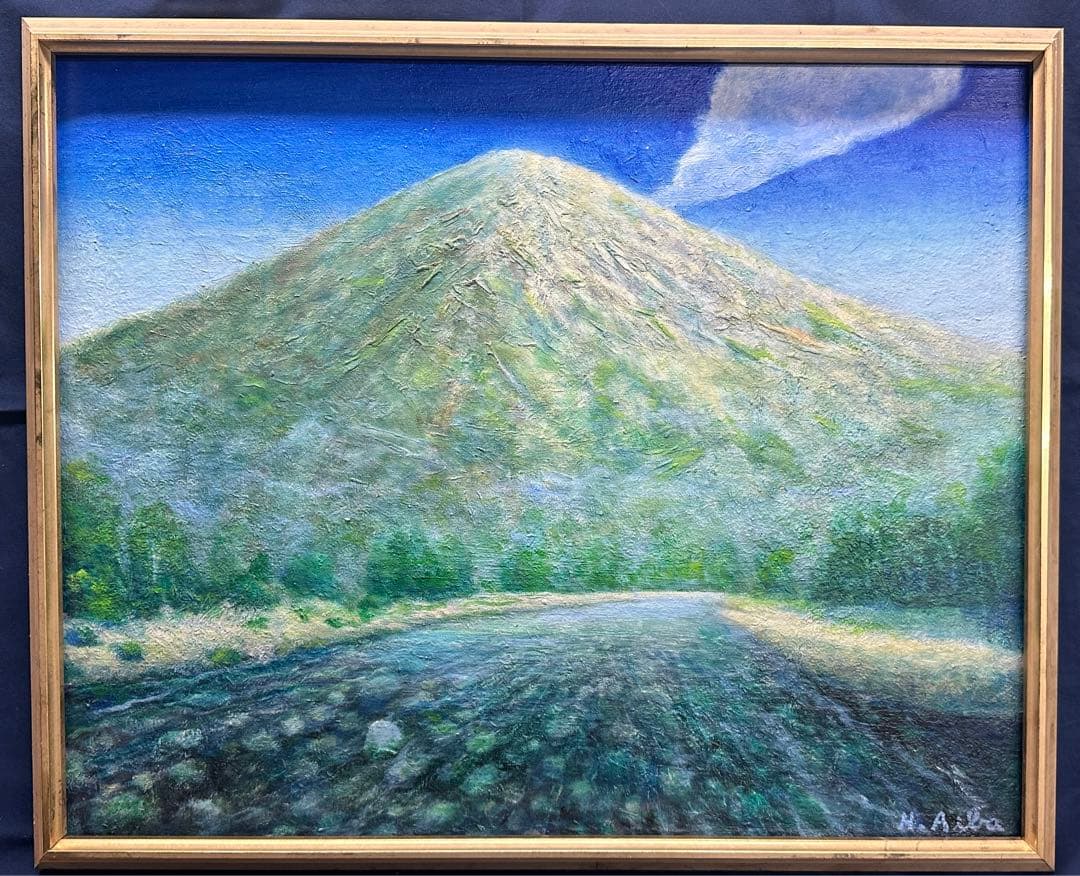 油彩　焼岳 肉筆油彩画 「槍ヶ岳（朝焼け）」 西村 拡人 F6号 美術品 油絵
