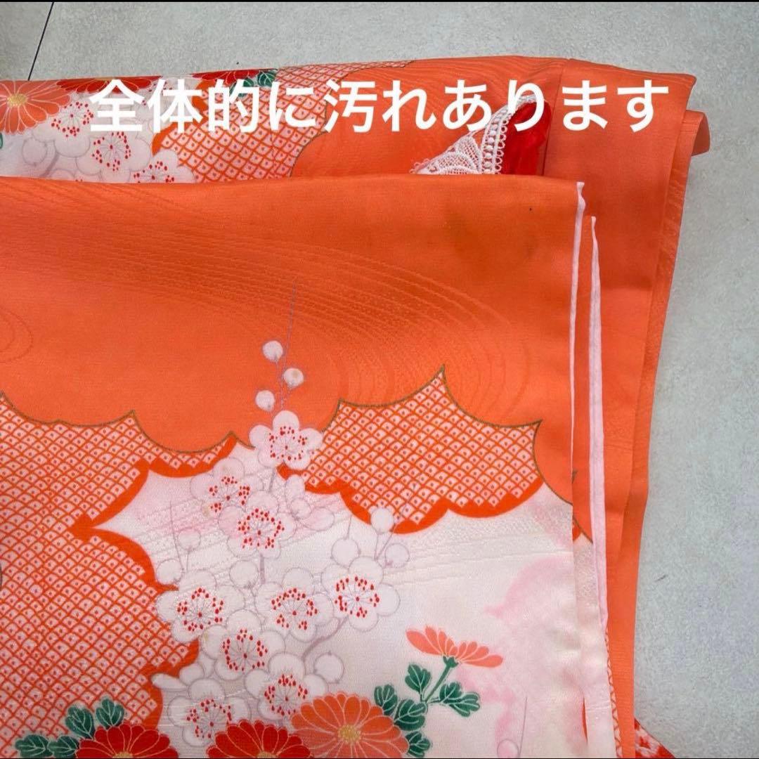 No.k006七五三 7歳 着物 フルセット オレンジ可愛い系※シミあり - メルカリ