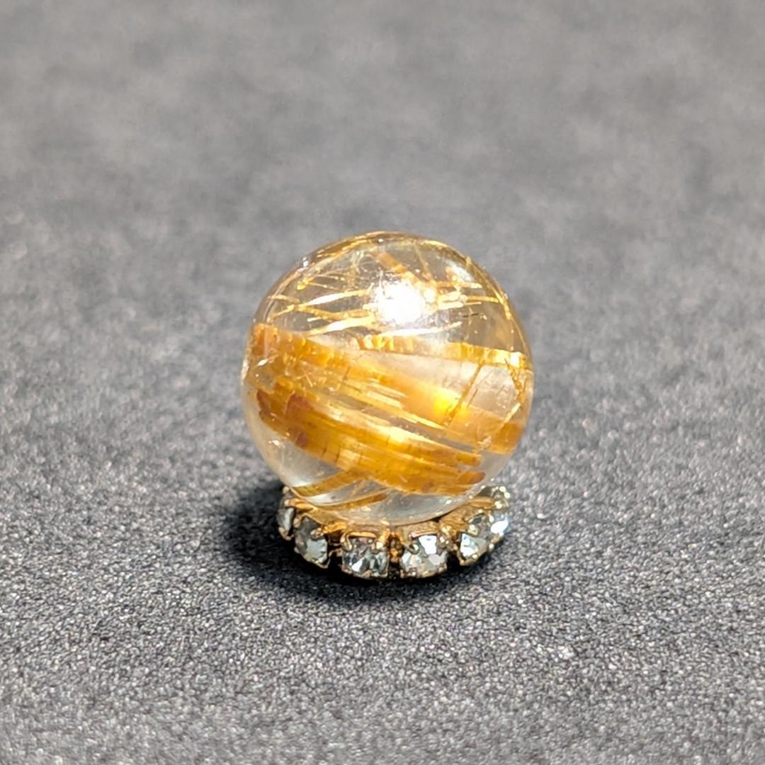 一点物 【豪快な太金針】ゴールドタイチンルチル 10ミリ 1粒売り お守り石 幸運を呼ぶ猫の目石］7ミリ 一点物 粒売り ゴールド キャッツアイ