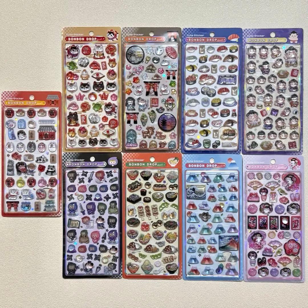 【正規品】ボンボンドロップシール❋和柄❋9枚セット ネコポス対応】和柄・ボンボンドロップシール 日本食 - クーリア