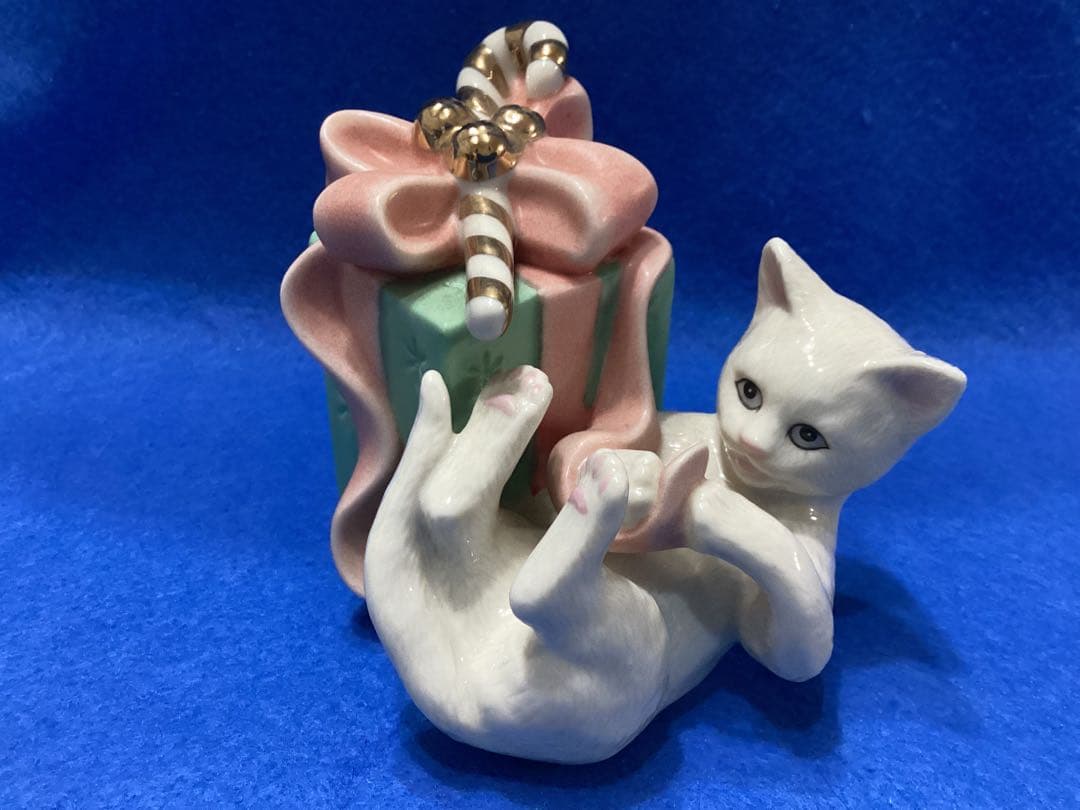 レノックス フィギュア フィギュリン クリスマス 白猫の陶器置物 2点