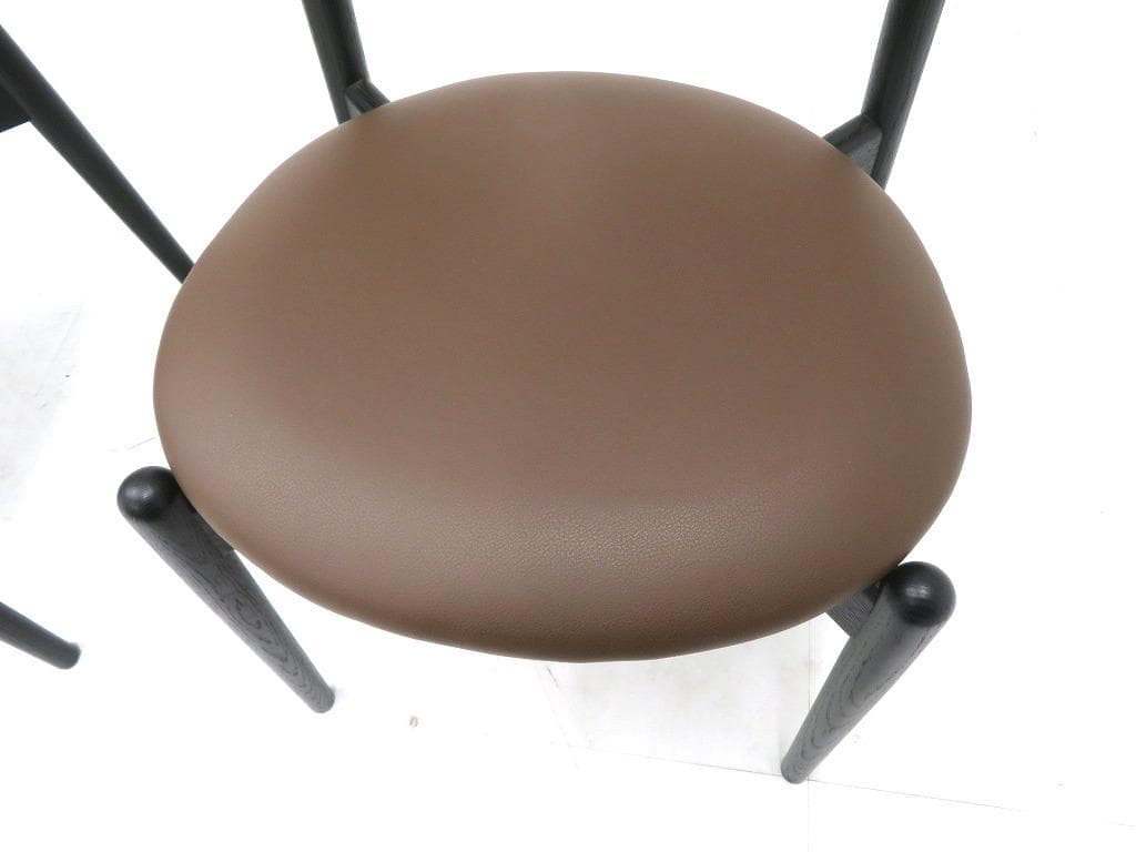 展示品 マスターウォール 本革 無垢材 ダイニングチェア 4脚セット