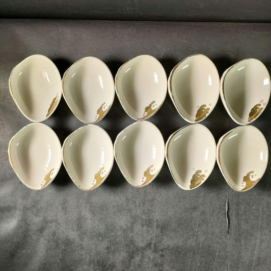 C10-3/金彩波文銘々皿 大皿10客・小皿10客/和食器/懐石