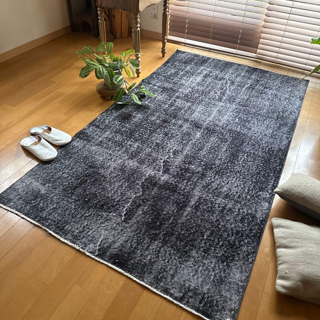 110×203 ブラックグレイオーバーダイ ワンカラー トルコヴィンテージ