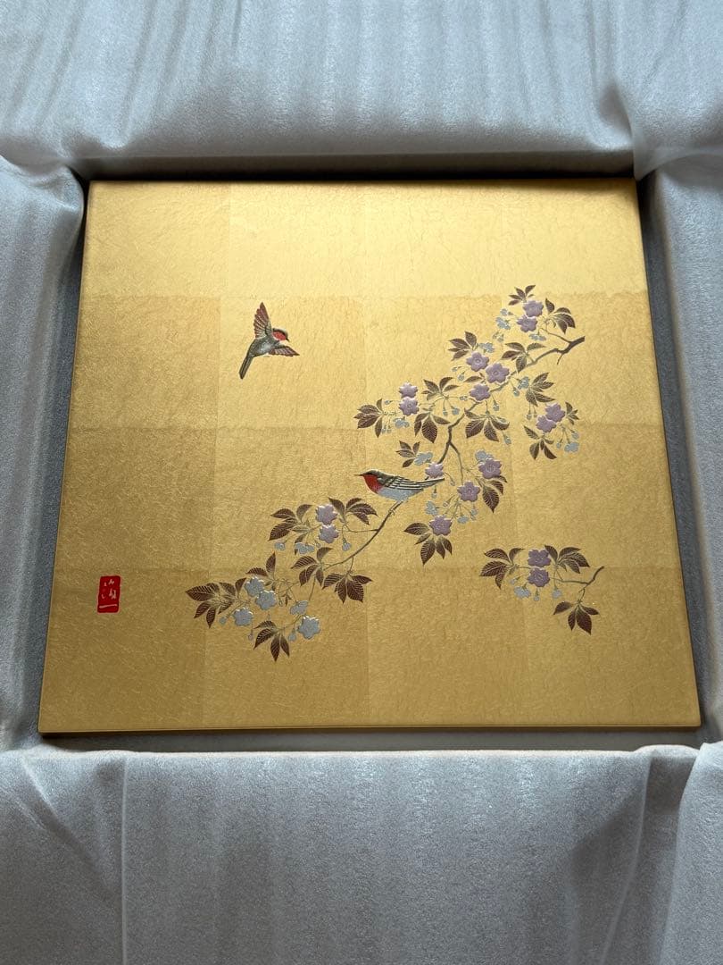 花見鳥 アートパネル A162-02001 箔一 hakuichi 金箔 金沢箔 金沢 工芸品 花見鳥 アートパネル｜金箔