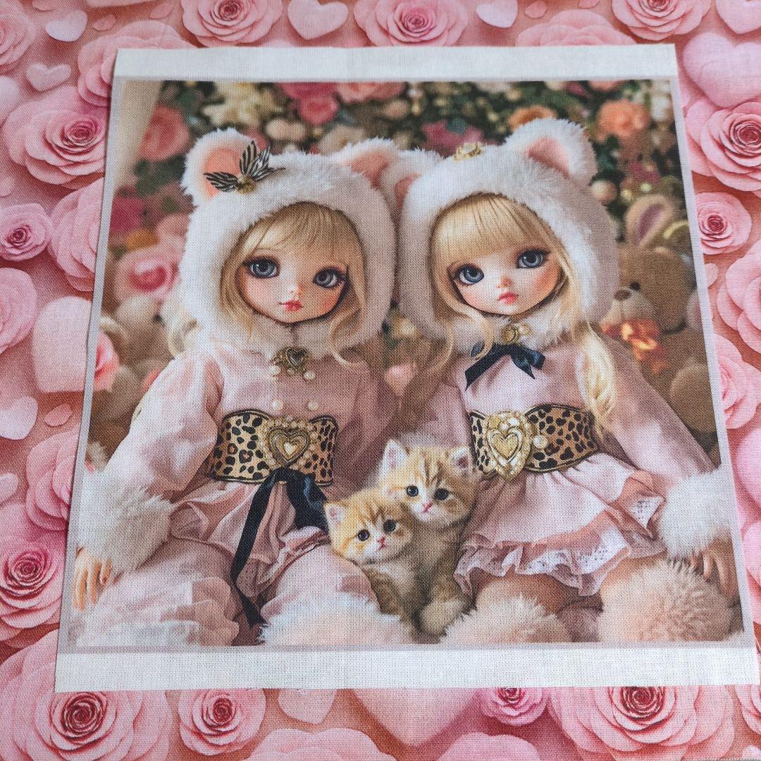 未使用 可愛い女の子パネル生地2枚＆薔薇柄生地です。 - メルカリ